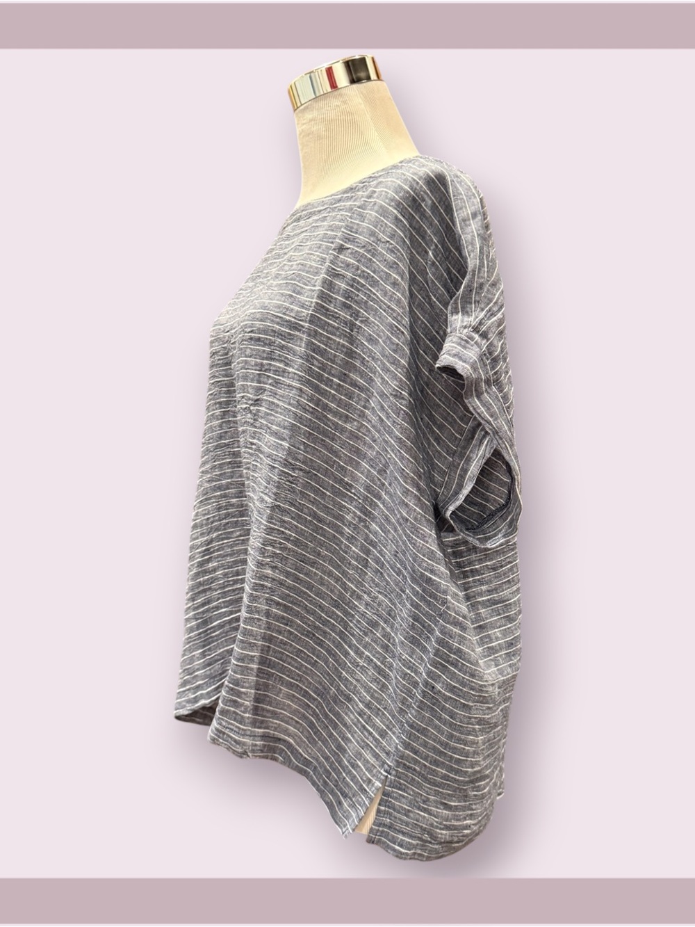 Eileen Fisher Puckered Organic Linen Ballet Neck Top - Picture 3 of 6